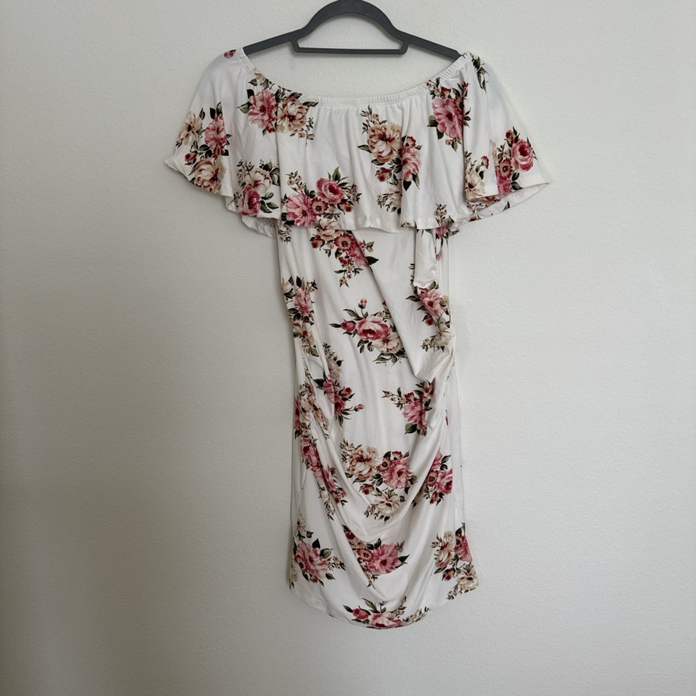 Floral Off-Shoulder Maternity Dress
